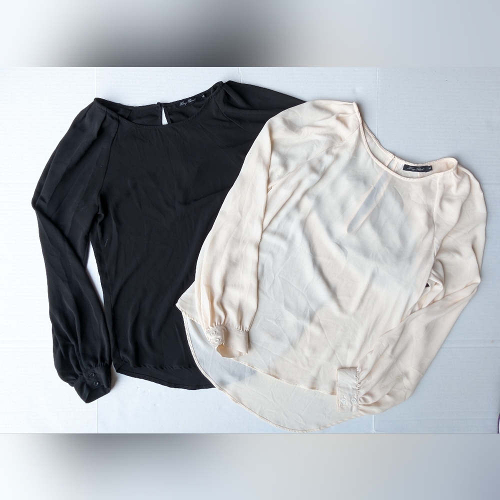 Honey Punch Black & Cream Blouse Women's Medium